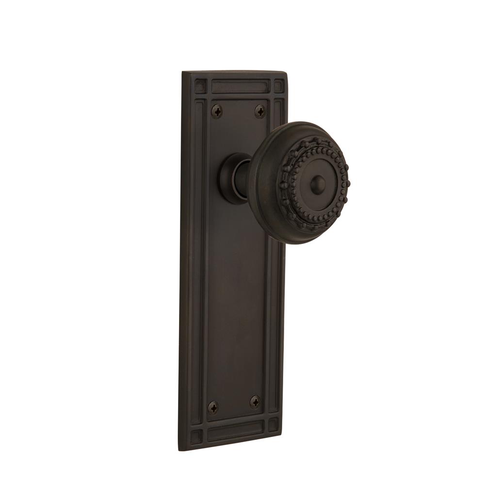 Nostalgic Warehouse 709253  Mission Plate Passage Meadows Door Knob in Oil-Rubbed Bronze